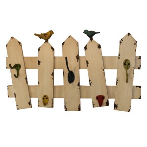 Cream Wall Hooks With Bird and Fence Design, £27.95