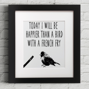 Tweet Tweet black and white contemporary typographic art print of a bird