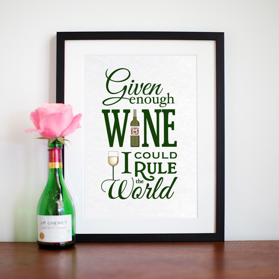 Given enough wine I could rule the world sign, £13