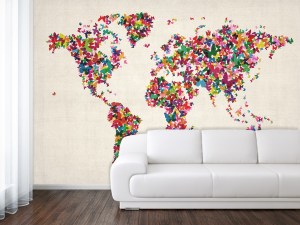World map wallpaper - butterfly style