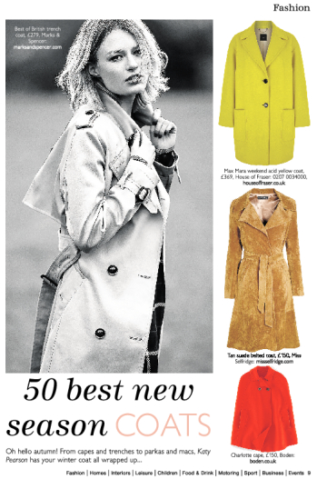 Life and Home in Essex magazine, Katy Pearson, fashion, coats