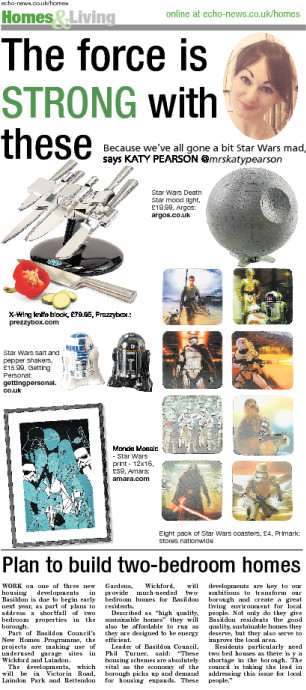 The Echo newspaper, Katy Pearson, interiors, Star Wars
