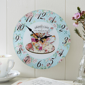 Chintz Tea Pot Glass Wall Clock